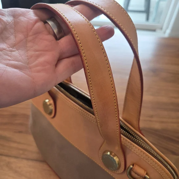 Vintage Dooney & Bourke USA Cabriolet Dome Satchel Taupe Canvas Brass Hardware - Picture 11 of 16